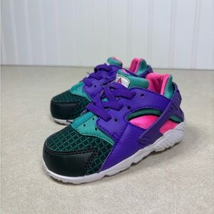 Nike Baby Huarache Run Ultra Green/Purple Running Toddler Sneakers SZ 7C